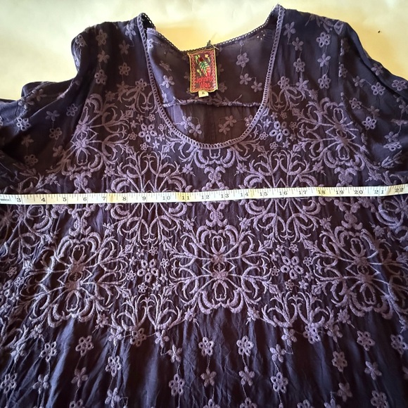 JOHNNY WAS Jossimar deep purple fully embroidered flowy tunic, XL - Picture 9 of 11